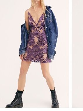 Free People 6 Small Sequin Mini Dress NEW WITH TAGS Night Shimmers